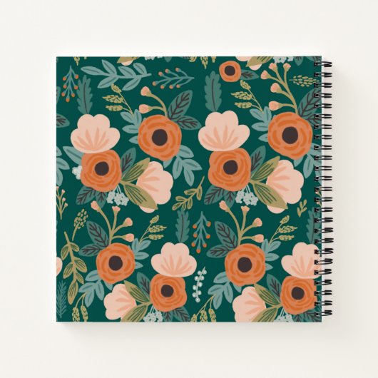 Rote Rosen Green Whimsitical Pattern Notebook Notizblock (Rückseite)