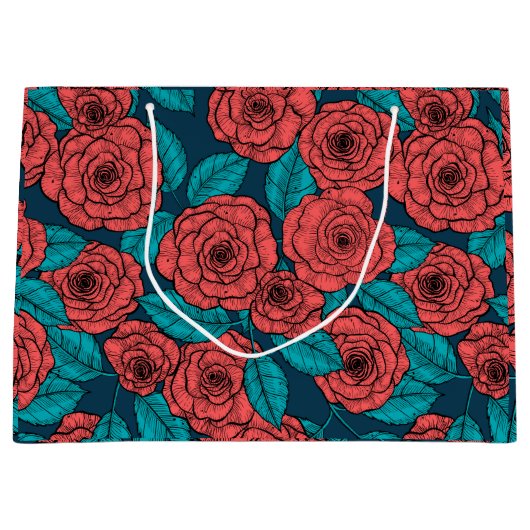 Rote Rosen Große Geschenktüte (Vorderseite)