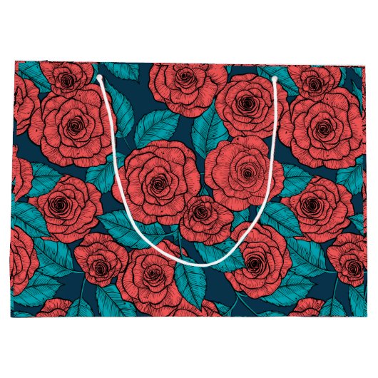 Rote Rosen Große Geschenktüte (Rückseite)