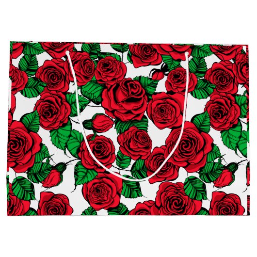 rote Rosen Große Geschenktüte (Rückseite)