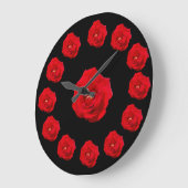 Rote Rosen Große Wanduhr (Winkel)