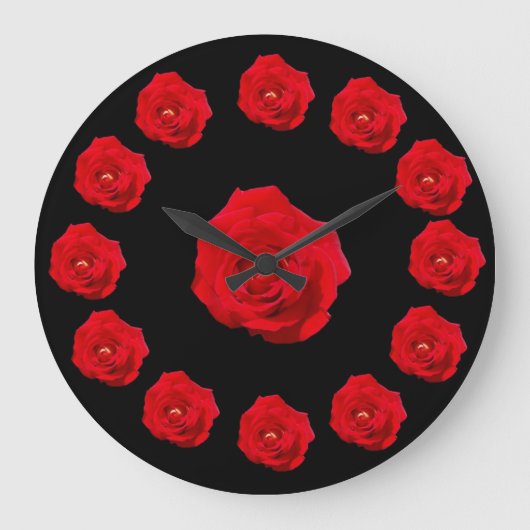 Rote Rosen Große Wanduhr (Vorderseite)