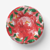 Rote Rosen Grüne Blätter Pappteller (Vorderseite)