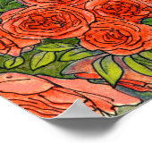 Rote Rosen, Grüne Blätter Rose Garten Sommer Blume Poster (Ecke)