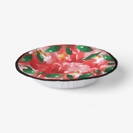 Rote Rosen Grüne Blumenpapierschüsseln Pappteller (Gewinkelt)