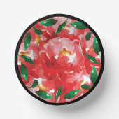 Rote Rosen Grüne Blumenpapierschüsseln Pappteller (Vorderseite)