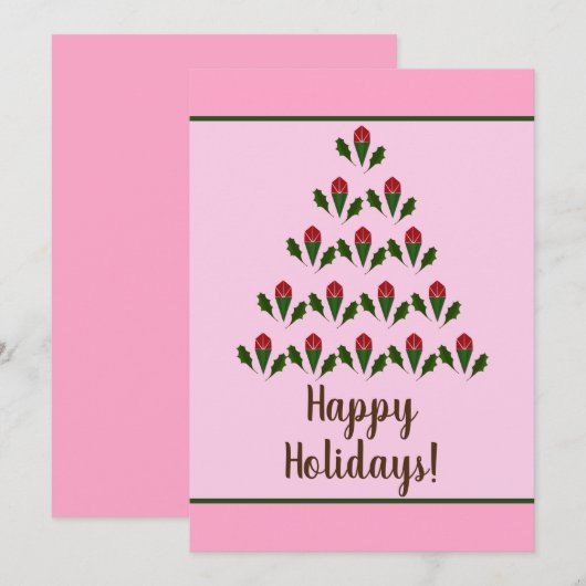 Rote Rosen & Grüne Weihnachtsbaumkunst, rosa (Vorne/Hinten)