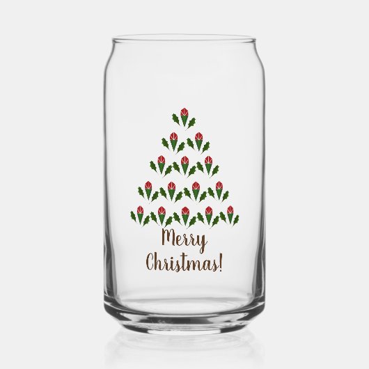 Rote Rosen & Grünen Weihnachtsbaum Weihnachten Dosenglas (Vorderseite)