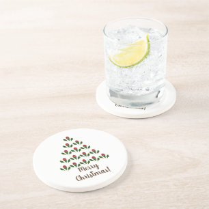 Rote Rosen & Grünen Weihnachtsbaum Weihnachten Getränkeuntersetzer