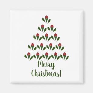 Rote Rosen & Grünen Weihnachtsbaum Weihnachten Magnet