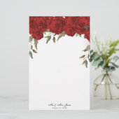 Rote Rosen Grünfutter Briefpapier (Stehend Vorderseite)