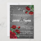 Rote Rosen & Grunge Textured Wedding Einladung (Vorderseite)