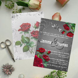 Rote Rosen & Grunge Textured Wedding Einladung