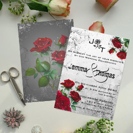 Rote Rosen & Grunge Textured Wedding Einladung