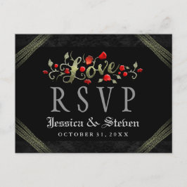 Rote Rosen Halloween LIEBE Hochzeit RSVP PostCard Einladungspostkarte