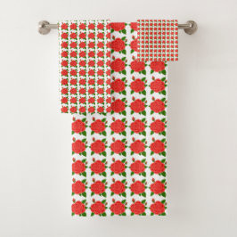 Rote Rosen Handtuchhalter Set