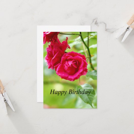 Rote Rosen Happy Birthday Card Karte (Vorderseite/Rückseite Beispiel)
