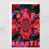 Rote Rosen "Happy Valentine" Kunstdrucken Briefpapier (Vorne/Hinten)