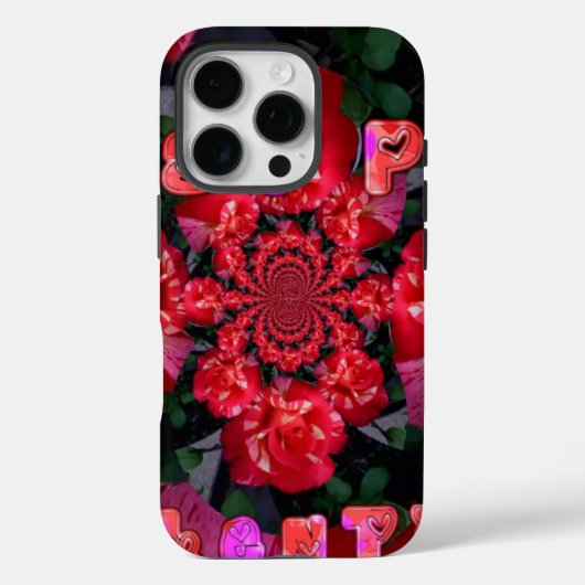 Rote Rosen "Happy Valentine" Kunstdrucken Case-Mate iPhone Hülle (Rückseite)