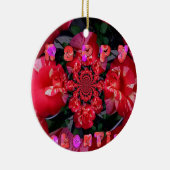 Rote Rosen "Happy Valentine" Kunstdrucken Keramik Ornament (Rechts)