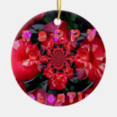 Rote Rosen "Happy Valentine" Kunstdrucken Keramik Ornament (Vorne)
