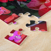 Rote Rosen "Happy Valentine" Kunstdrucken Puzzle (Seite)