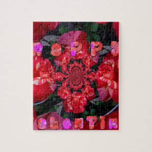 Rote Rosen "Happy Valentine" Kunstdrucken Puzzle