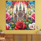 Rote Rosen Hartglas-Design Leinwanddruck (Insitu (Wohnzimmer))