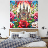 Rote Rosen Hartglas-Design Leinwanddruck (Insitu (Schlafzimmer))