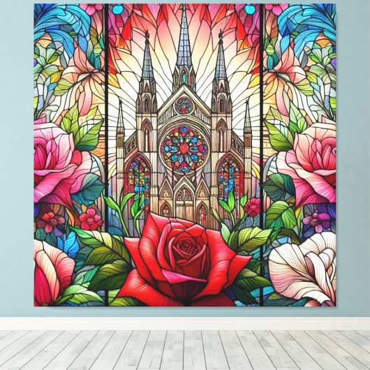 Rote Rosen Hartglas-Design Leinwanddruck (Insitu (Holzboden))