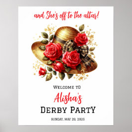 Rote Rosen Hat Derby Brautparty Willkommen Poster