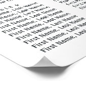 Rote Rosen, Herz Hochzeit 12 Tische Sitzkarte Poster (Ecke)