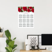Rote Rosen, Herz Hochzeit 12 Tische Sitzkarte Poster (Heimbüro)
