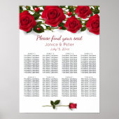 Rote Rosen, Herz Hochzeit 8 Tische Sitzkarte Poster (Vorne)