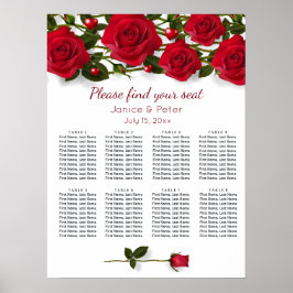Rote Rosen, Herz Hochzeit 8 Tische Sitzkarte Poster