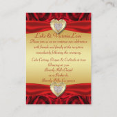 Rote Rosen & Herz, Hochzeiten mit Gold und Schwarz Begleitkarte (Rückseite)