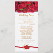 Rote Rosen & Herz Hochzeitskarte Programm (Rückseite)