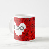 Rote Rosen Herz I Bling Wedding Tasse (Vorderseite Links)