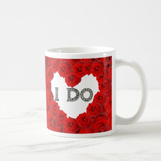 Rote Rosen Herz I Bling Wedding Tasse (Rechts)