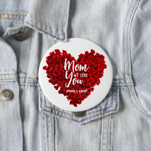 Rote Rosen Herz Liebe Mama Muttertag Button