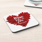 Rote Rosen Herz Liebe Mama Muttertag Getränkeuntersetzer (Linke Seite)