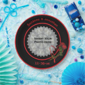 Rote Rosen Herz Personalisierte Hochzeit Foto Pappteller (Party)