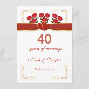 Rote Rosen, Herzen 40. Hochzeitstag Einladung