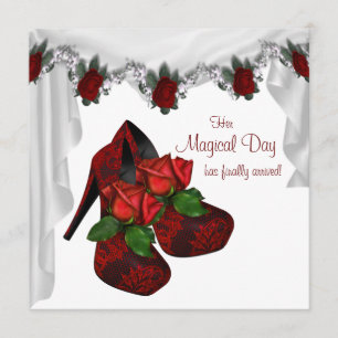 Rote Rosen High Heel Schuhe Quinceanera Einladung