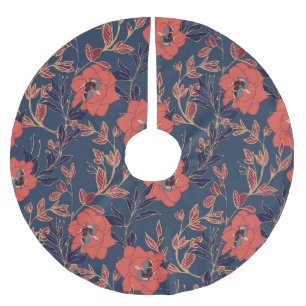 Rote Rosen Hintergrundbeleuchtung Polyester Weihnachtsbaumdecke