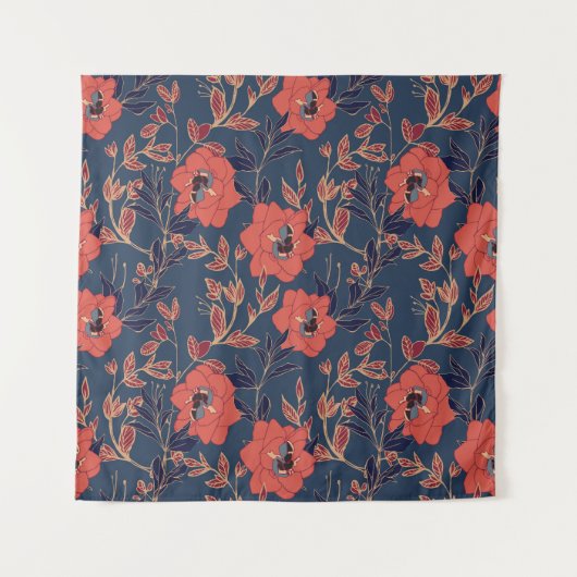 Rote Rosen Hintergrundbeleuchtung Wandteppich (Vorderseite)