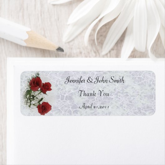 Rote Rosen Hochzeit Dankeschön Label (Insitu)