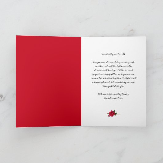 Rote Rosen Hochzeit Danksagung Dankeskarte (Innenseite)