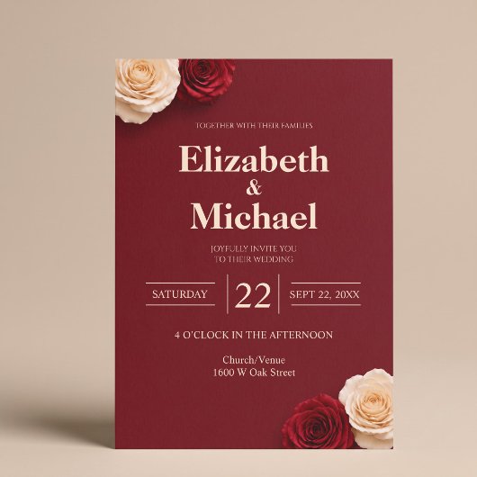 Rote Rosen Hochzeit Einladung