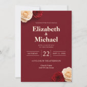 Rote Rosen Hochzeit Einladung (Vorderseite)